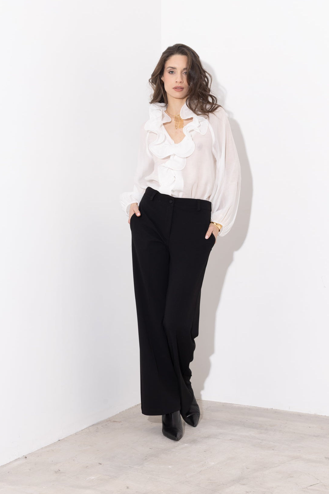 Pantalone palazzo in scuba crepe
