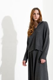 Maglia polo in misto cashmere