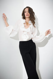 Camicia con rouches in lyocell