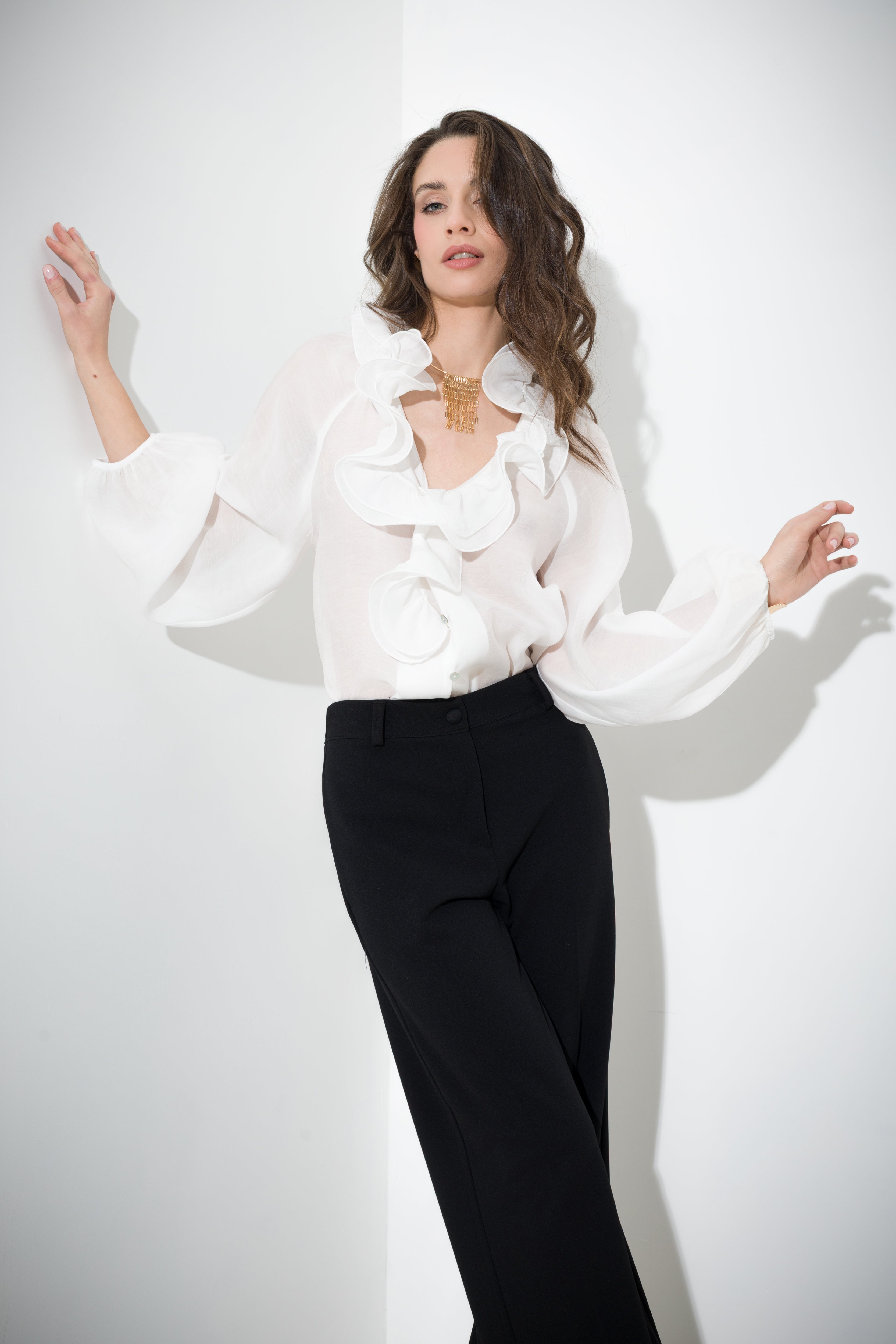 Camicia con rouches in lyocell