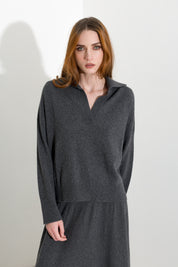 Maglia polo in misto cashmere