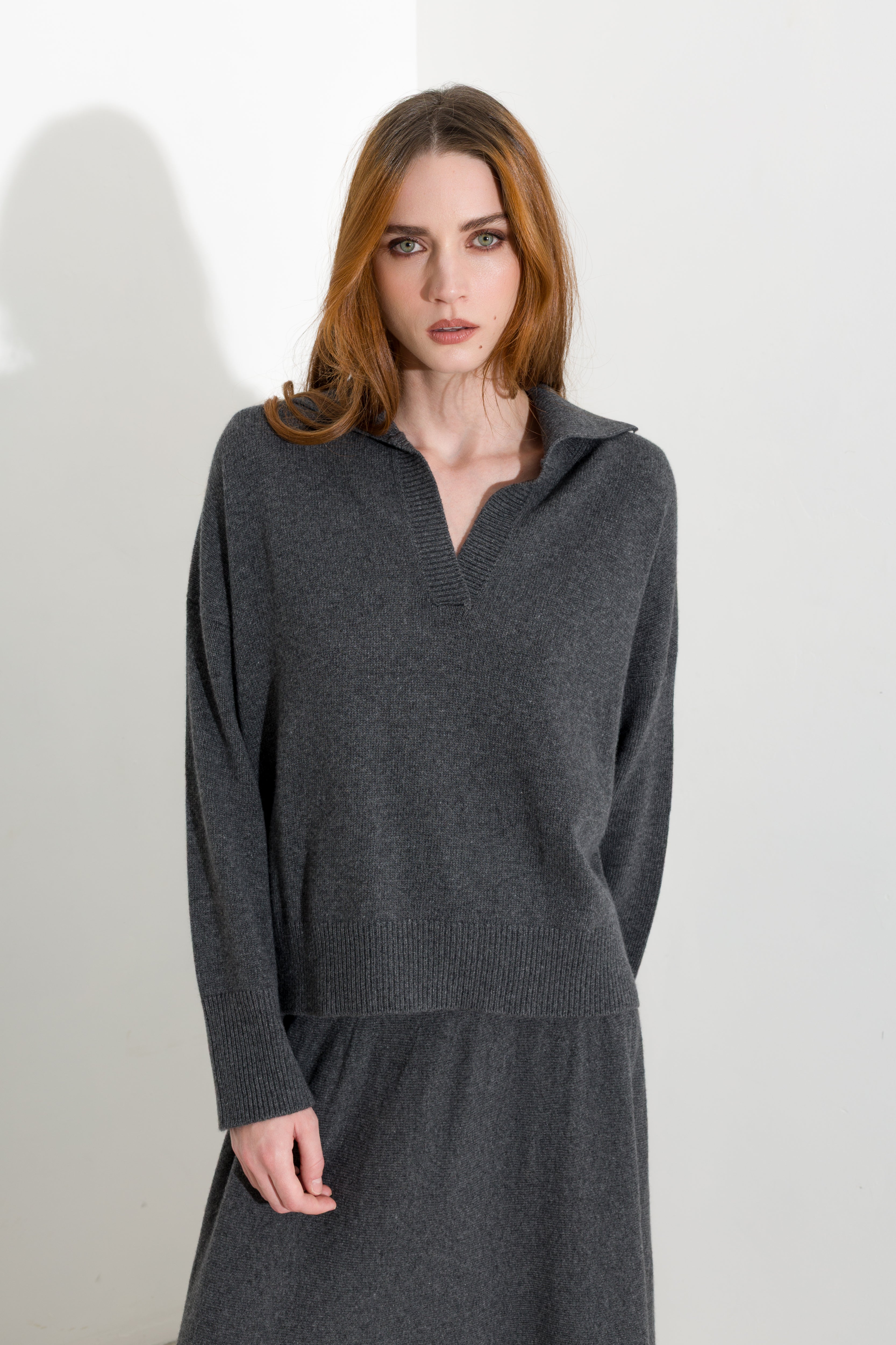 Maglia polo in misto cashmere