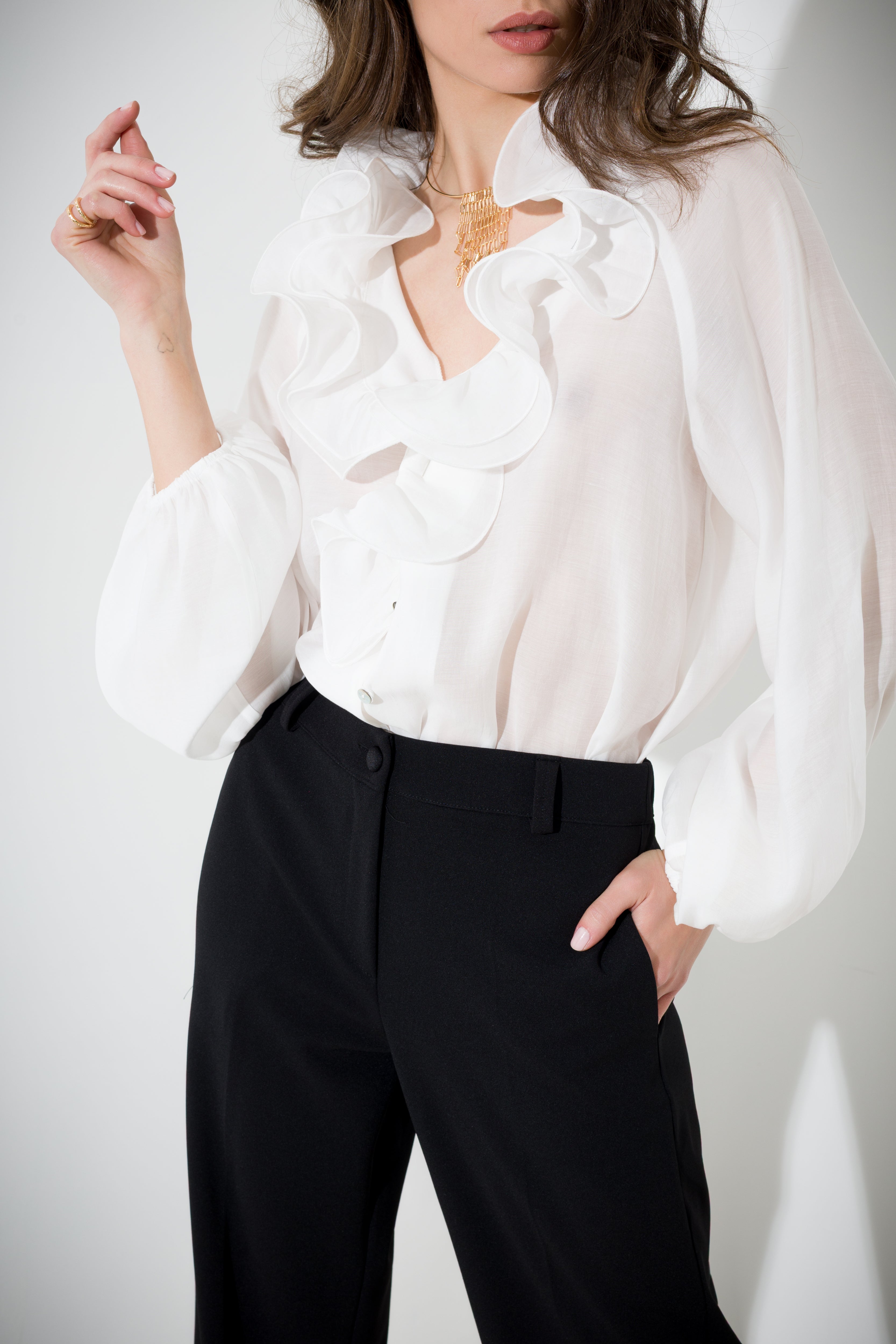 Camicia con rouches in lyocell