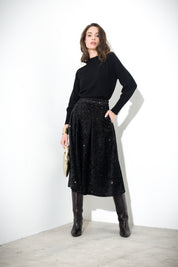 Gonna midi in velluto paillettes