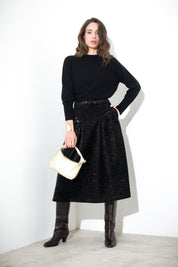 Gonna midi in velluto paillettes