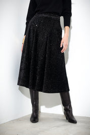 Gonna midi in velluto paillettes