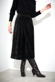 Gonna midi in velluto paillettes