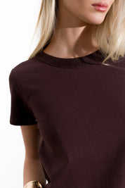 T-shirt collo in maglia e micro paillettes - Compagnia Italiana