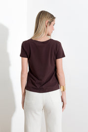 T-shirt collo in maglia e micro paillettes - Compagnia Italiana
