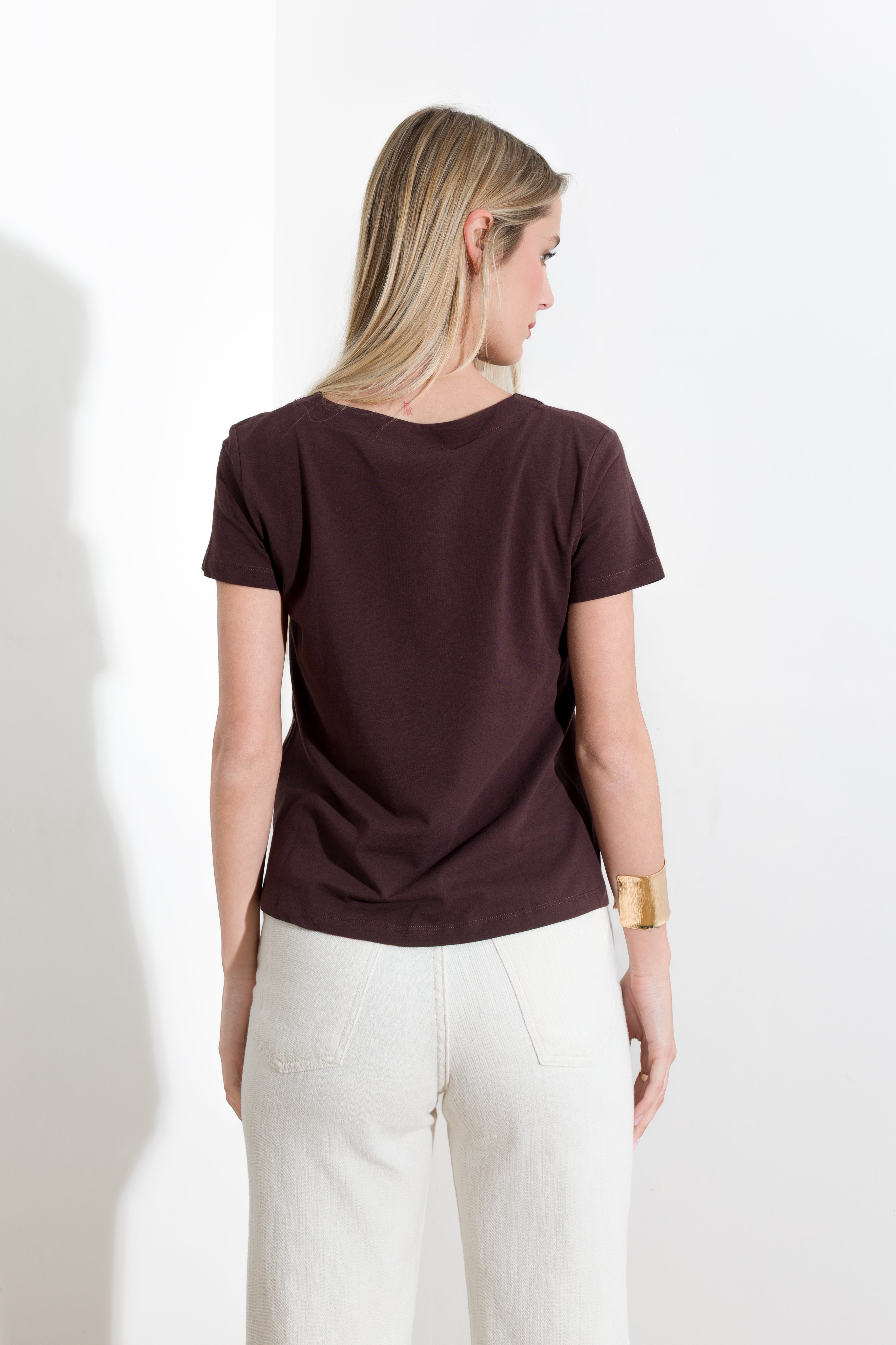 T-shirt collo in maglia e micro paillettes - Compagnia Italiana