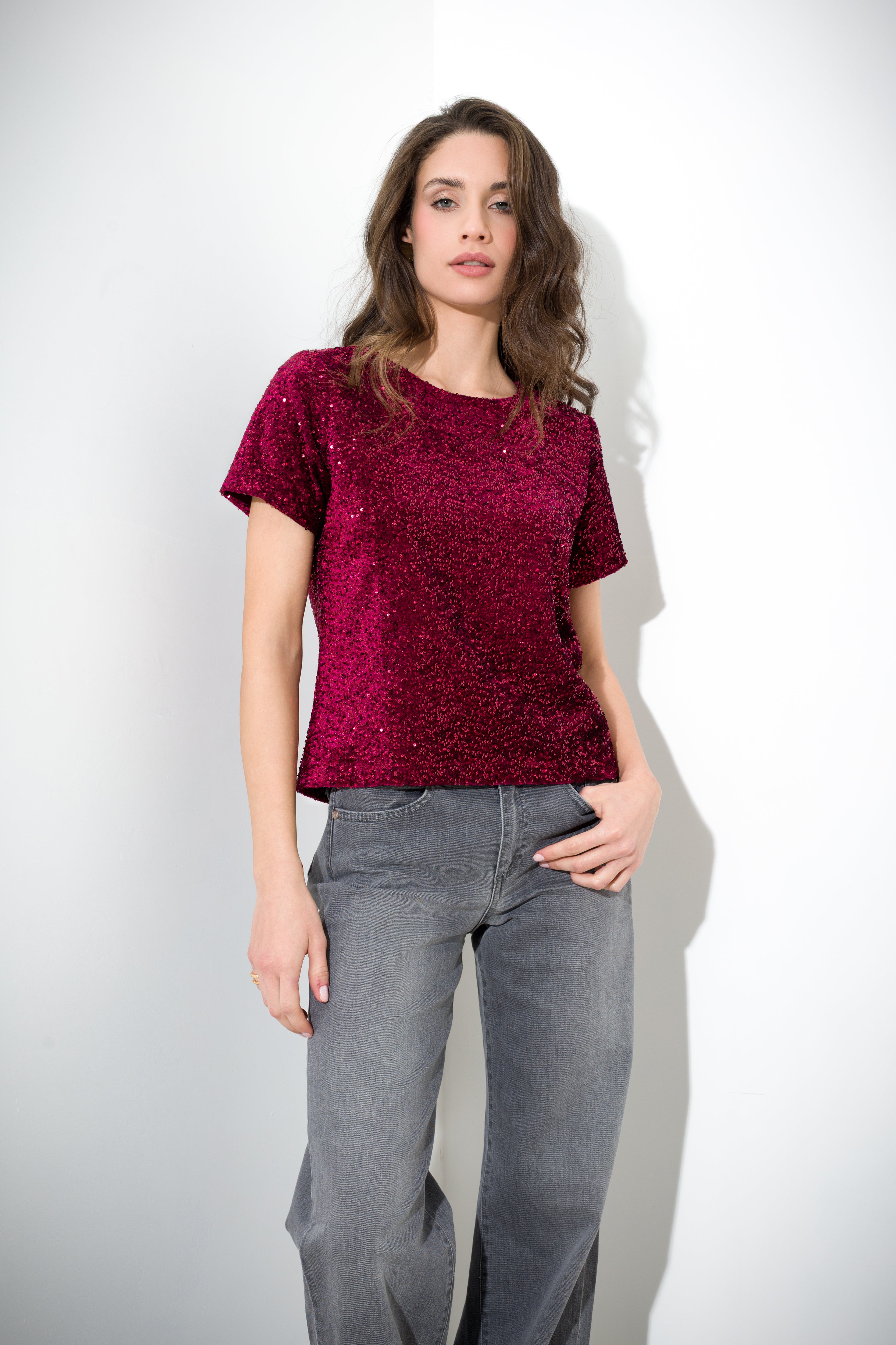 Top in velluto paillettes