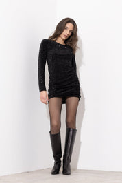 Abito corto in velluto paillettes