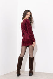 Abito corto in velluto paillettes