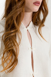 Cardigan boutonné avec boutons noués - Friendly Sweater