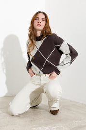 Maglia mezzo collo a rombi - Friendly Sweater
