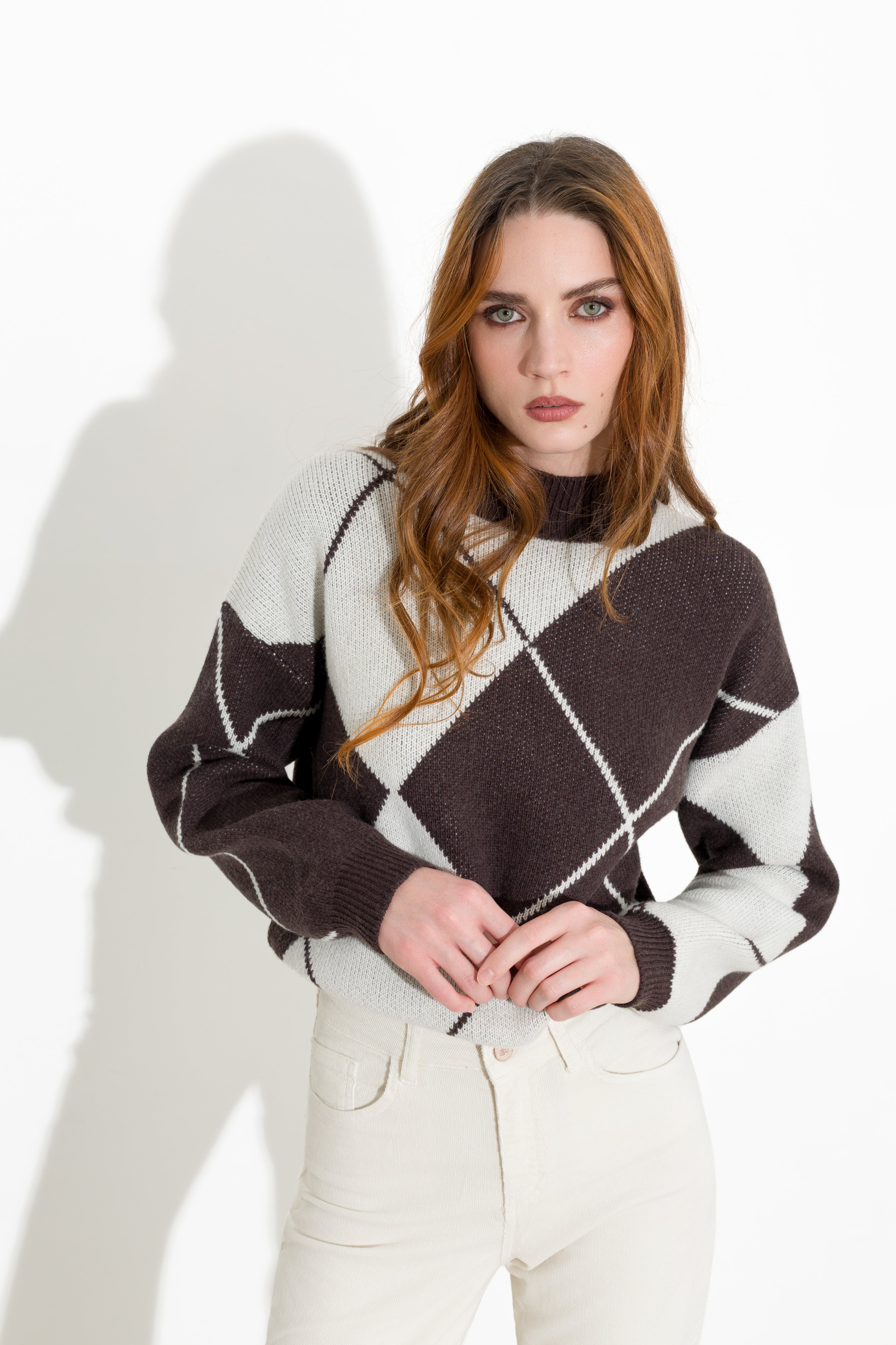 Maglia mezzo collo a rombi - Friendly Sweater