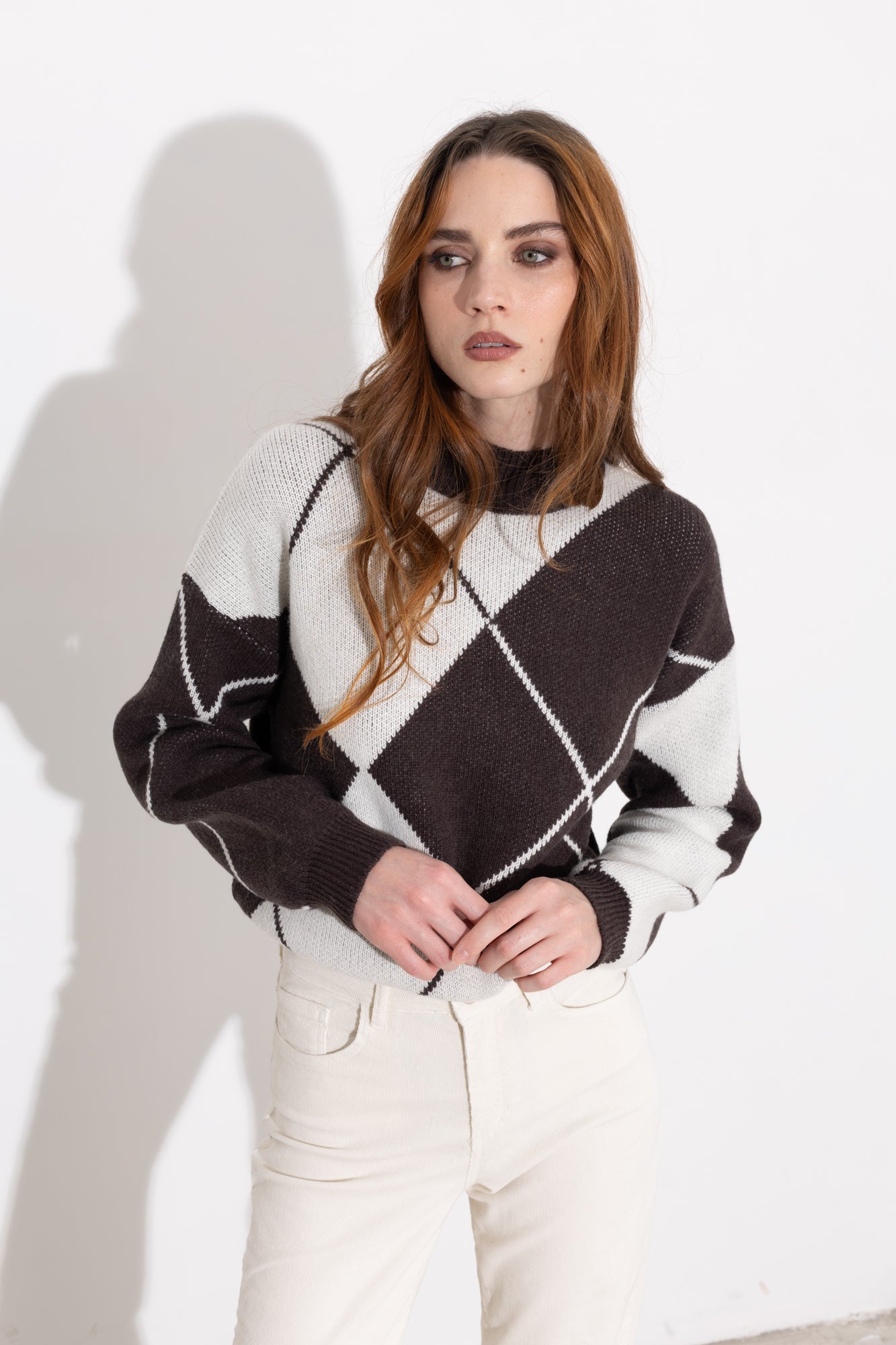 Maglia mezzo collo a rombi -Friendly Sweater