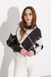 Maglia mezzo collo a rombi -Friendly Sweater