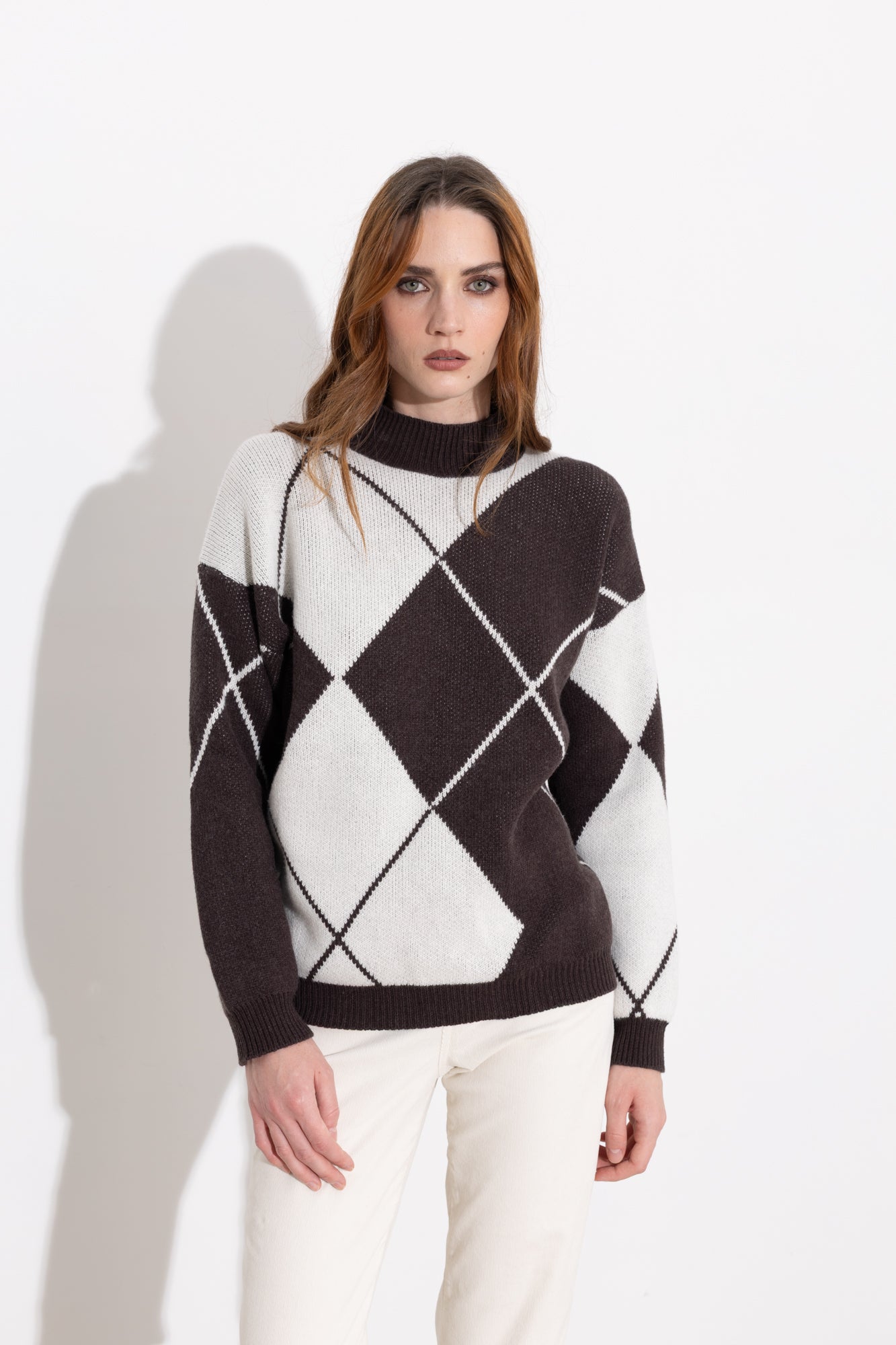 Maglia mezzo collo a rombi -Friendly Sweater