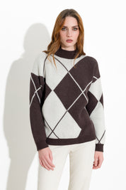 Maglia mezzo collo a rombi - Friendly Sweater