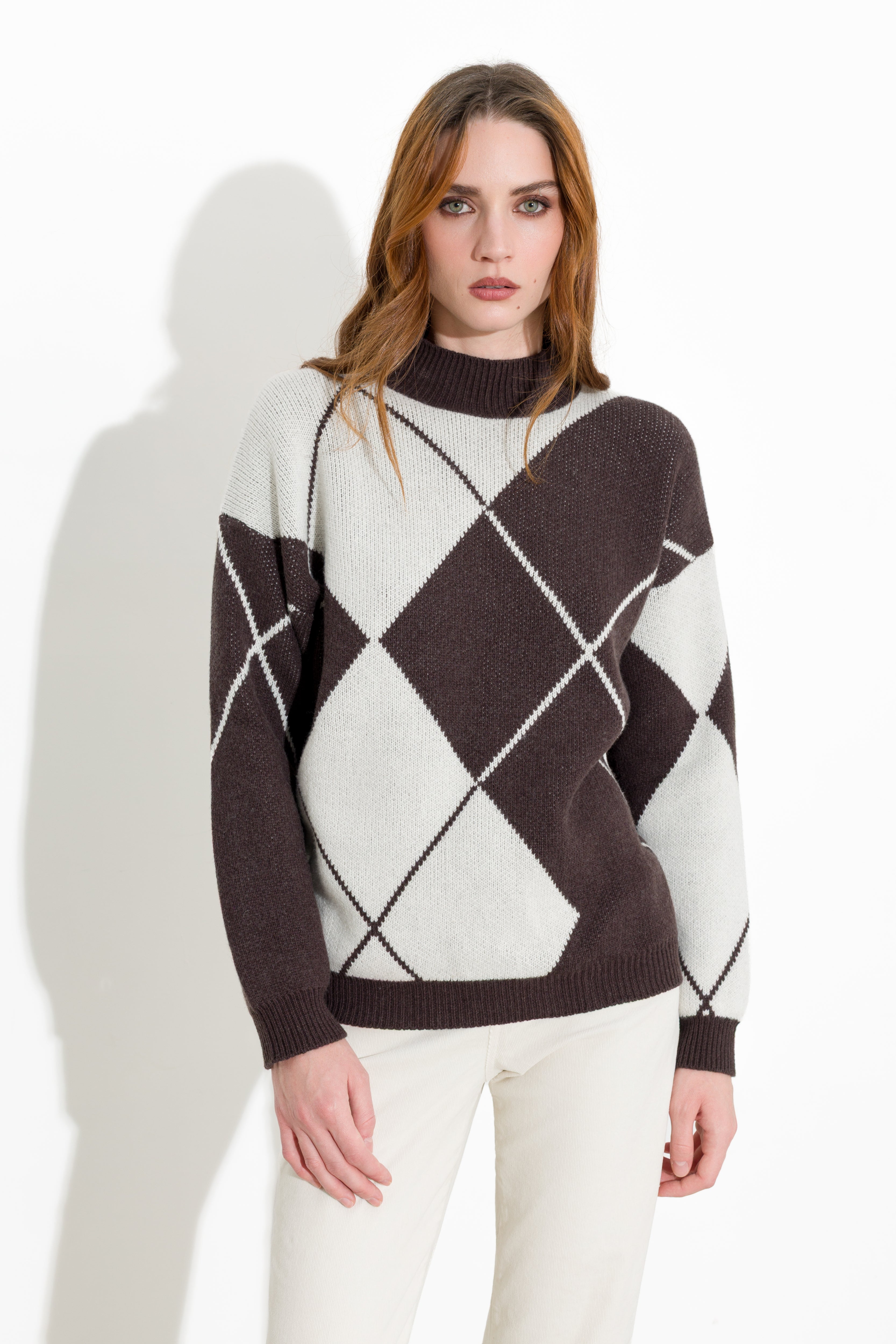 Maglia mezzo collo a rombi - Friendly Sweater