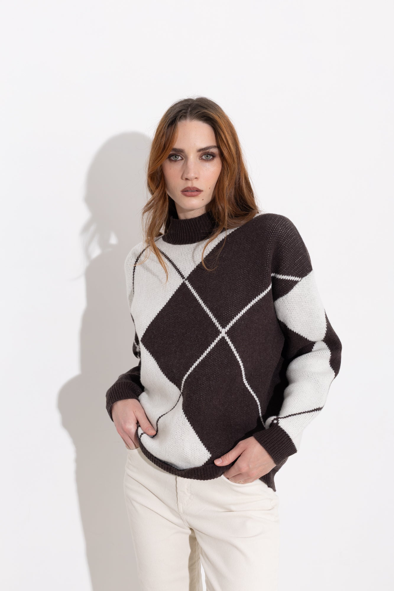 Maglia mezzo collo a rombi -Friendly Sweater