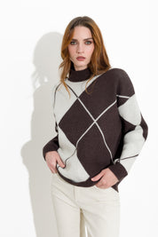 Maglia mezzo collo a rombi - Friendly Sweater
