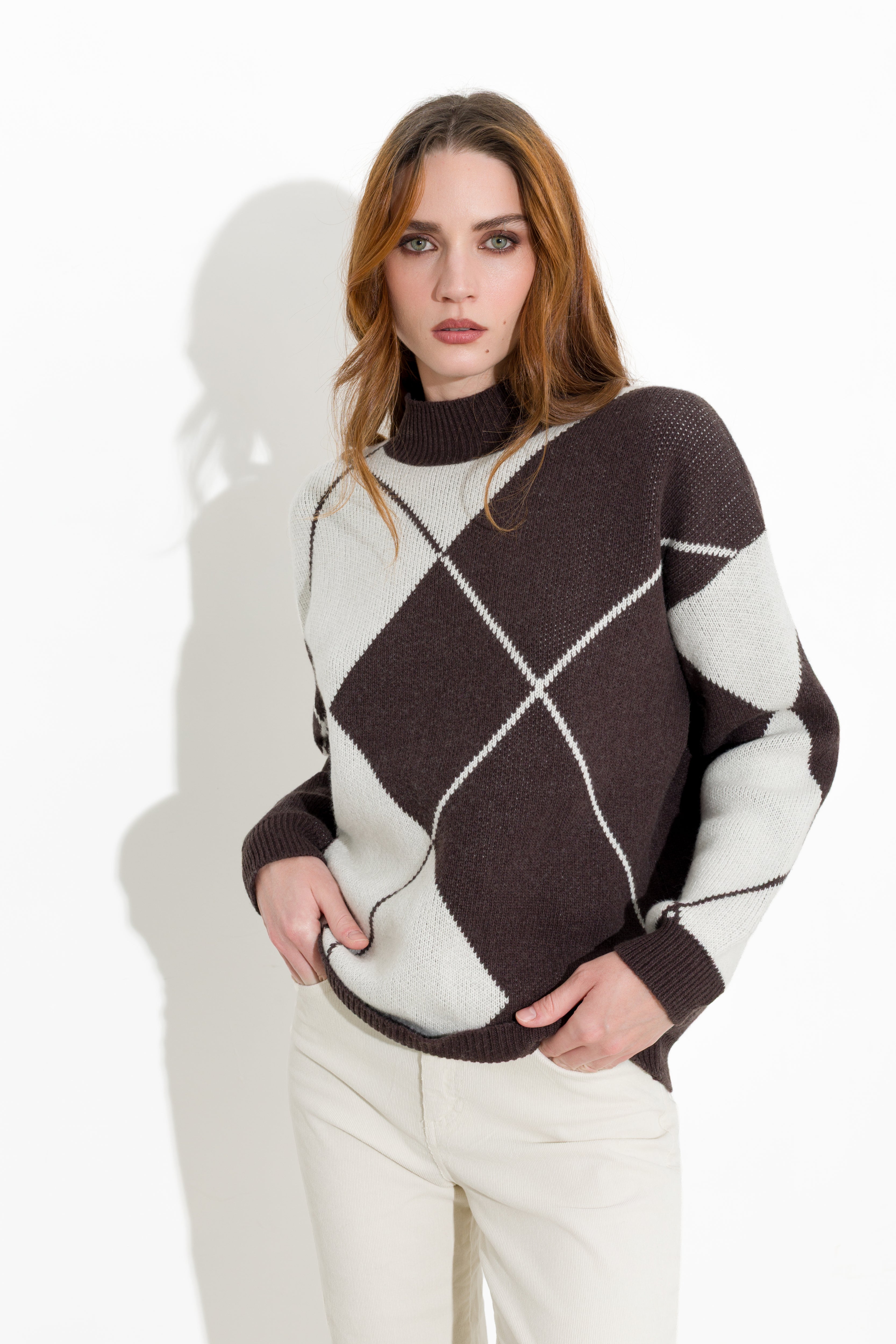 Maglia mezzo collo a rombi - Friendly Sweater