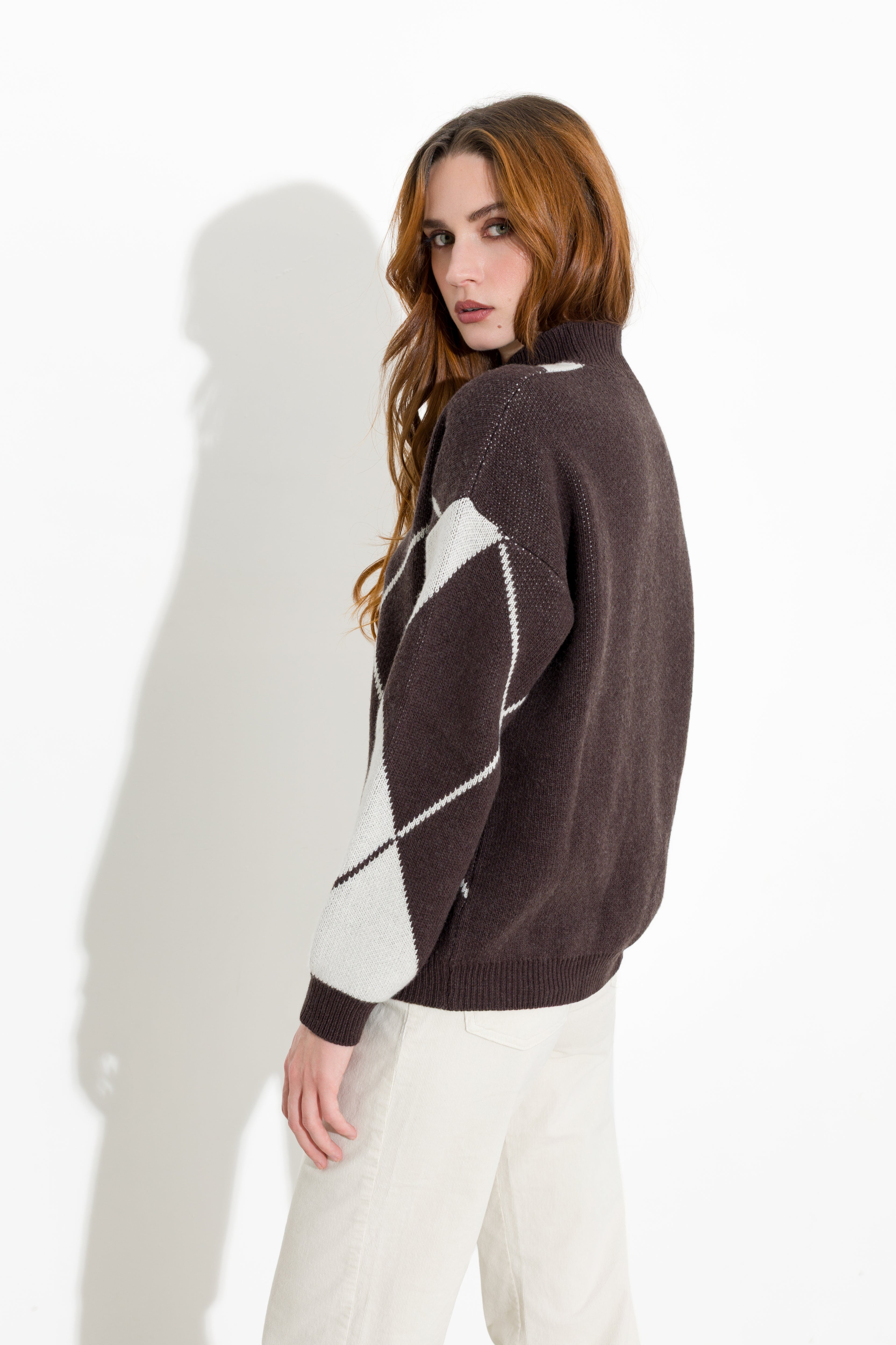 Maglia mezzo collo a rombi - Friendly Sweater