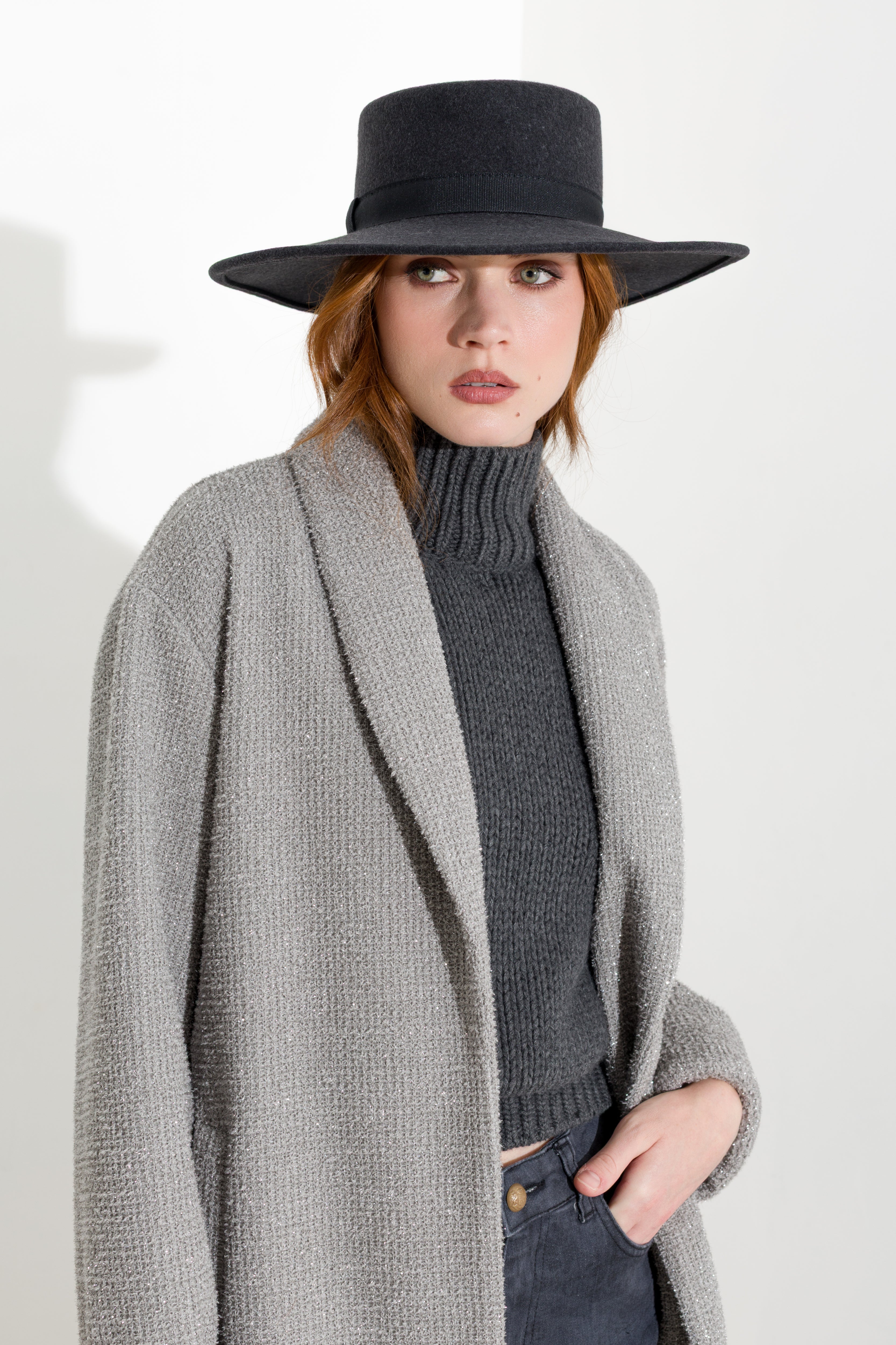 Cappotto lungo in maglia e lurex