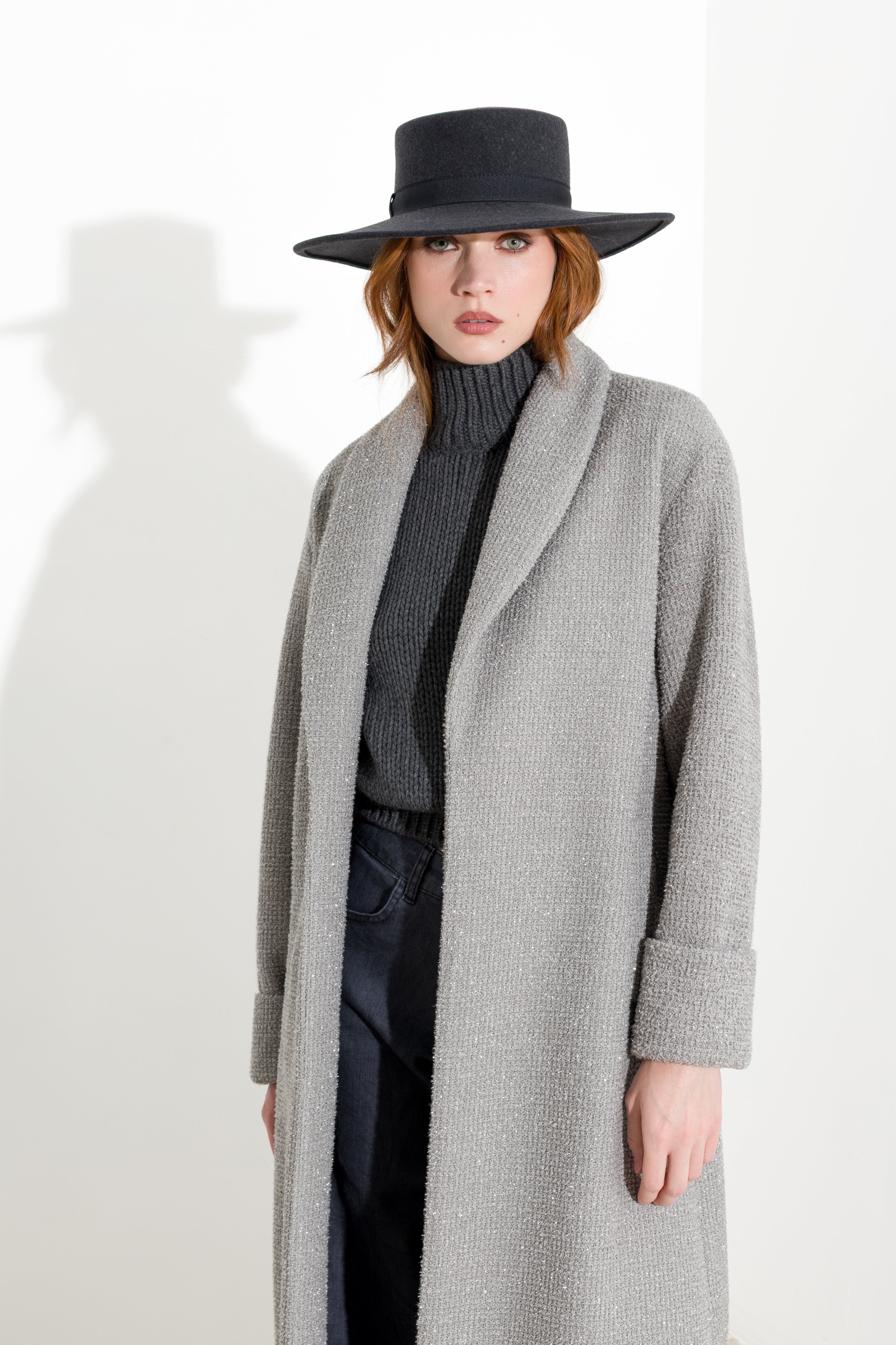 Cappotto lungo in maglia e lurex