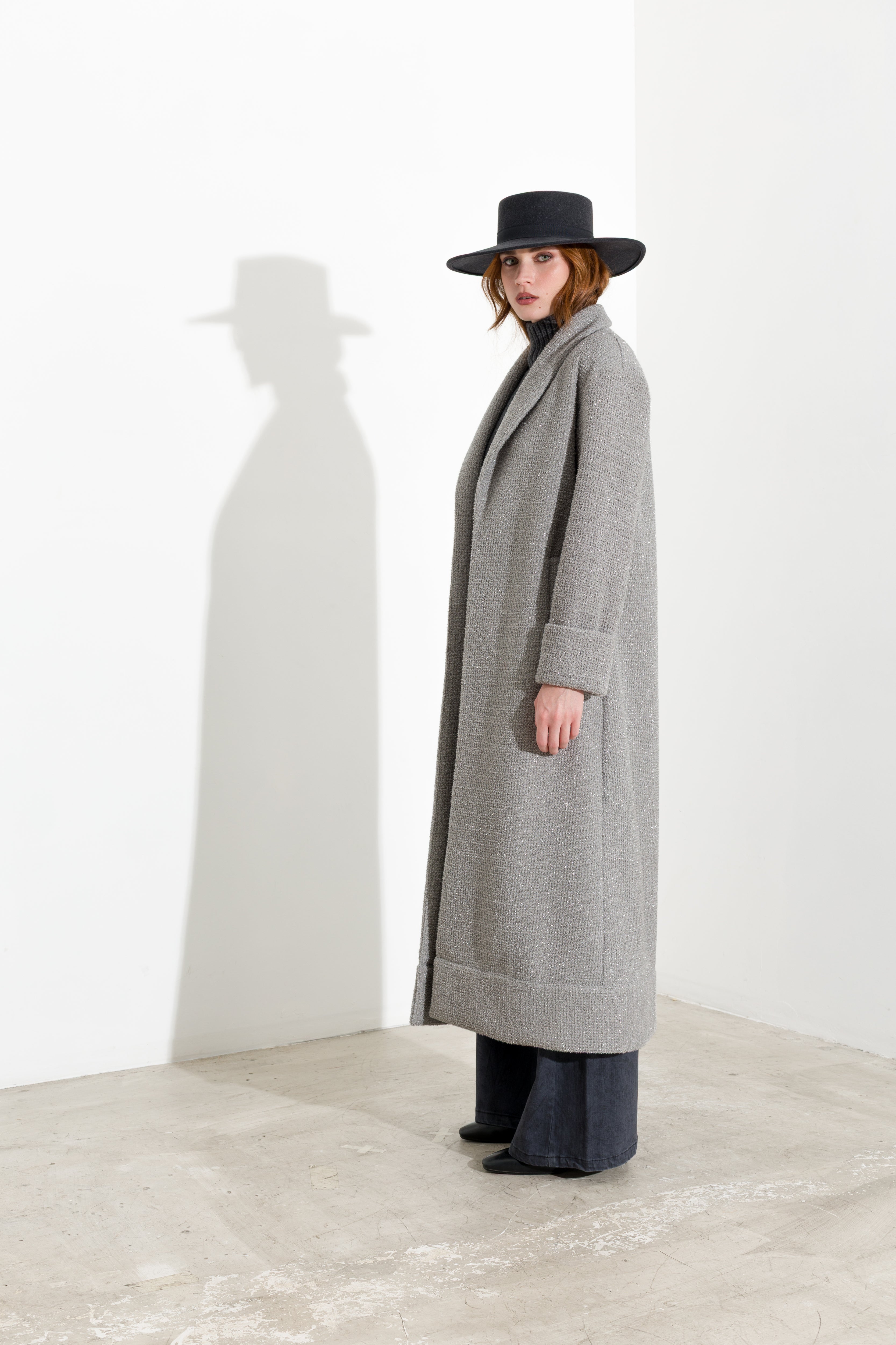 Cappotto lungo in maglia e lurex