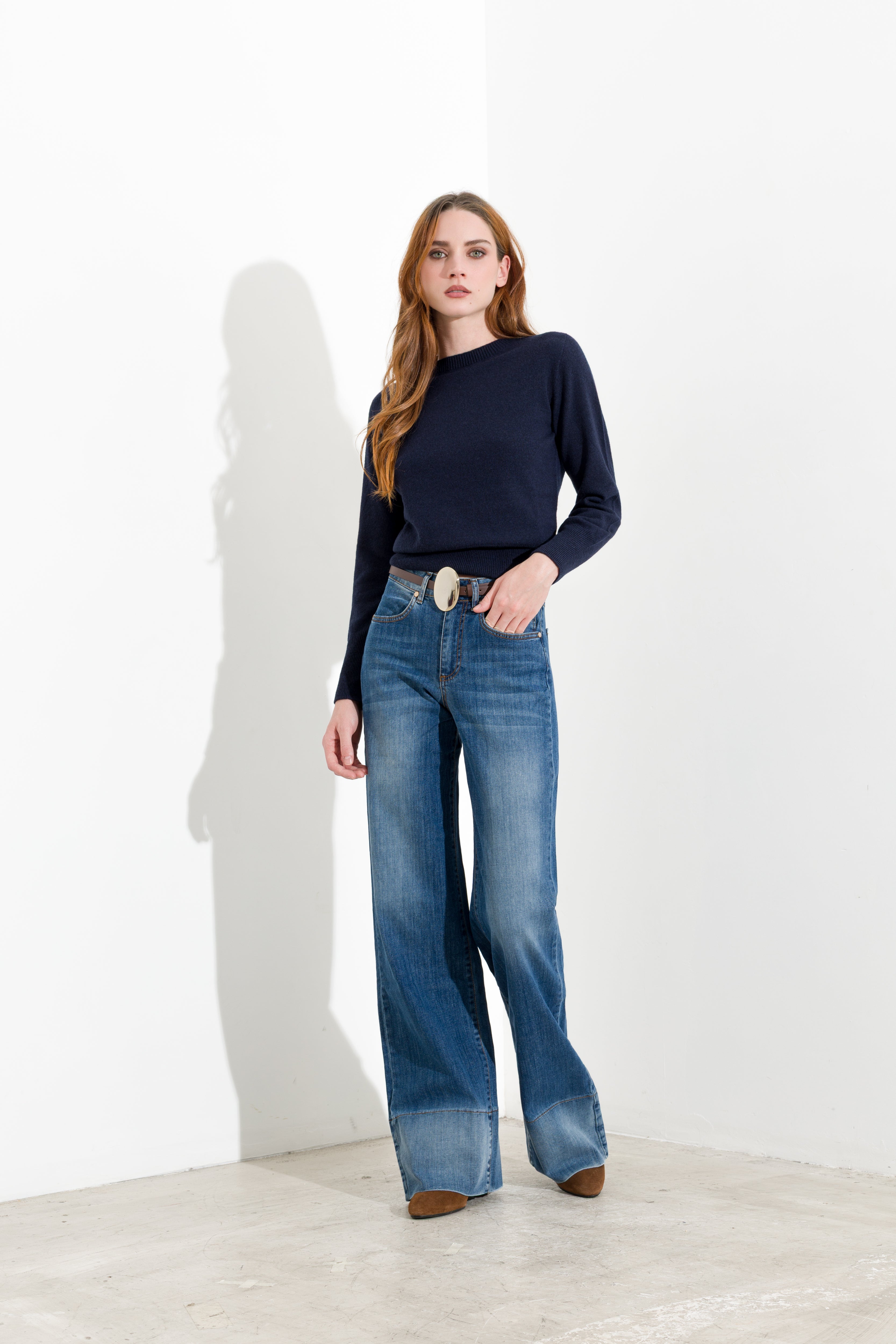 Maglia girocollo in lana e cashmere