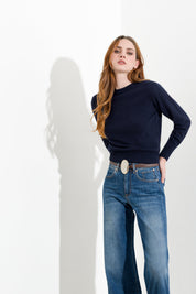 Maglia girocollo in lana e cashmere