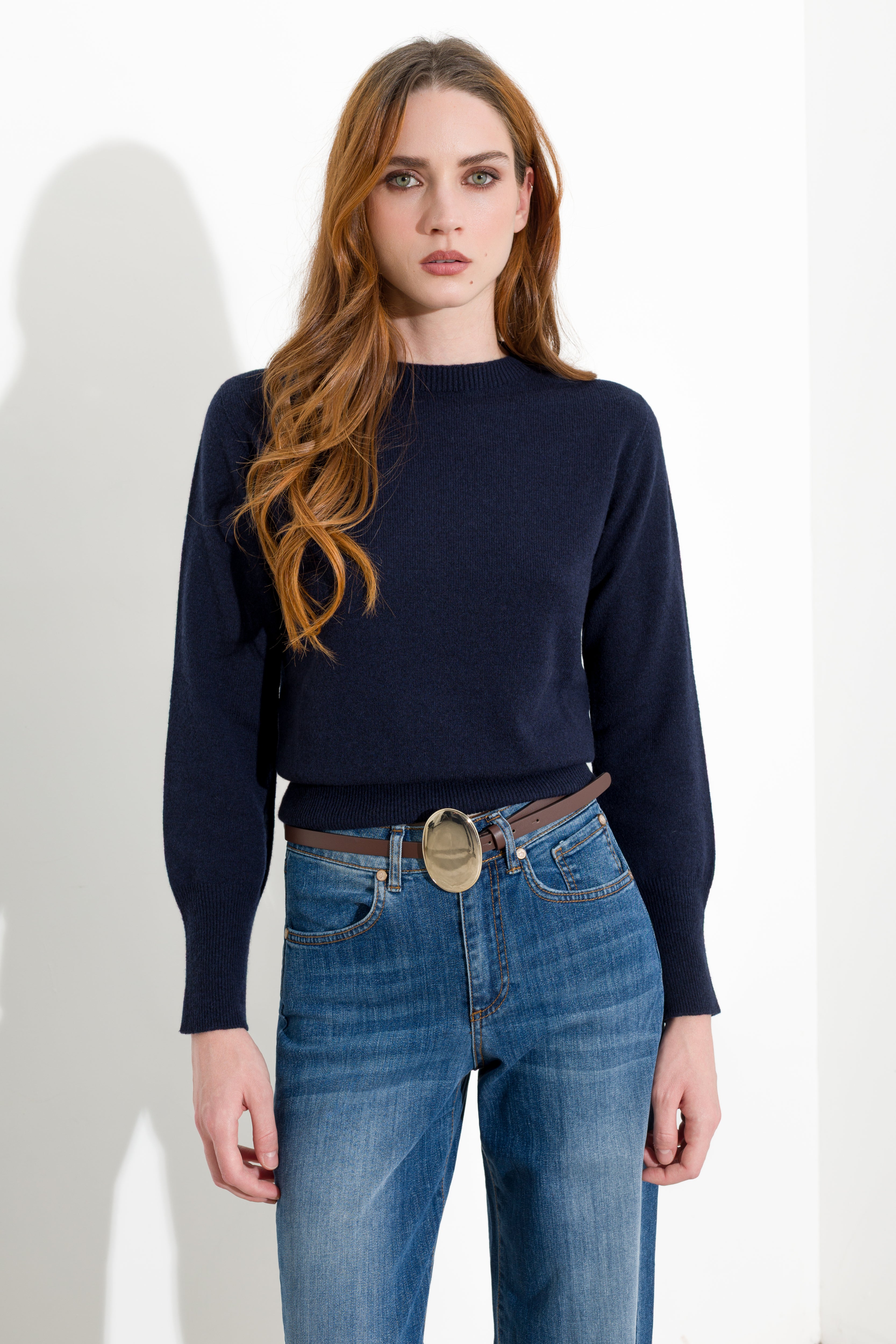 Maglia girocollo in lana e cashmere