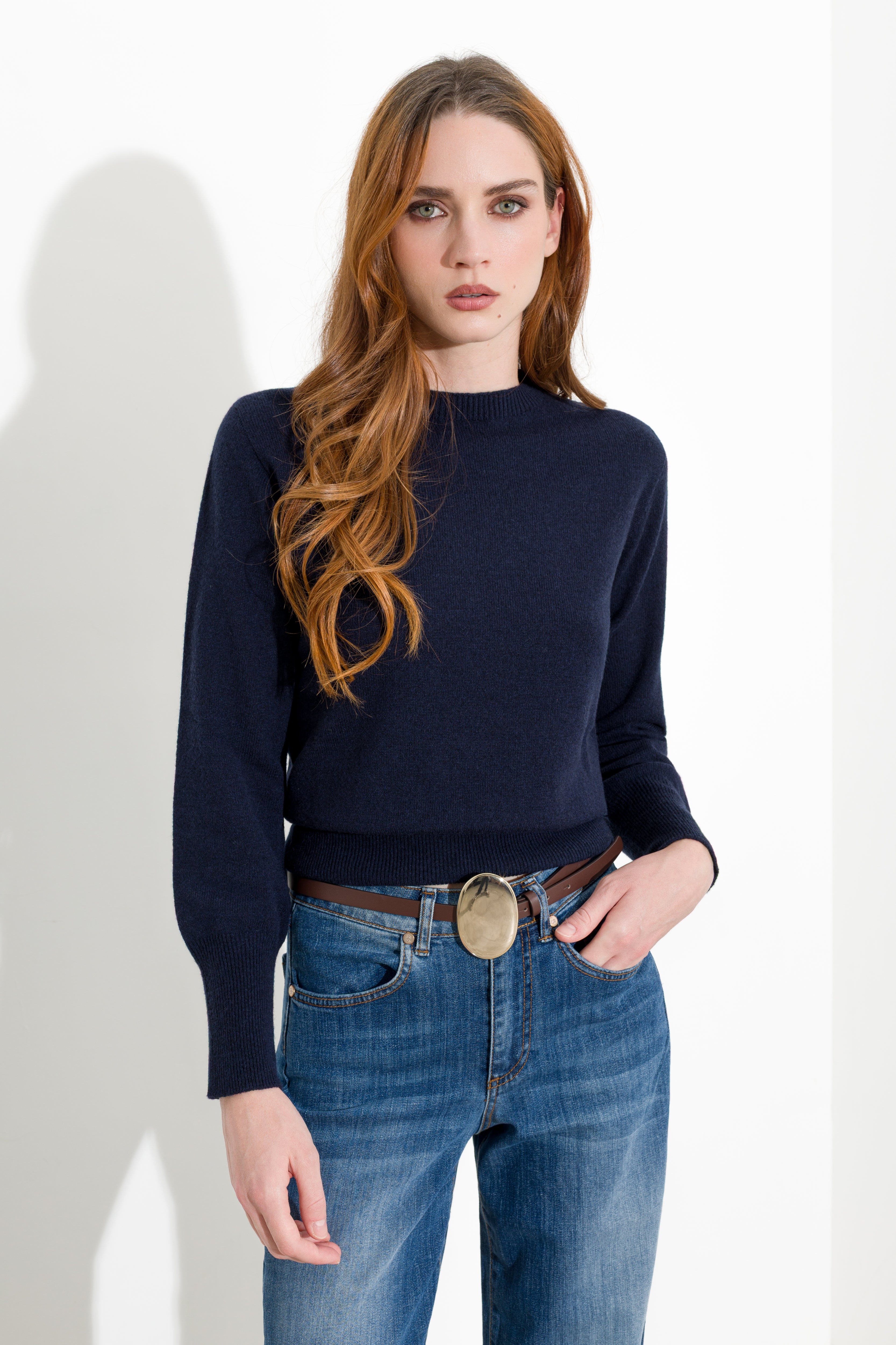Maglia girocollo in lana e cashmere