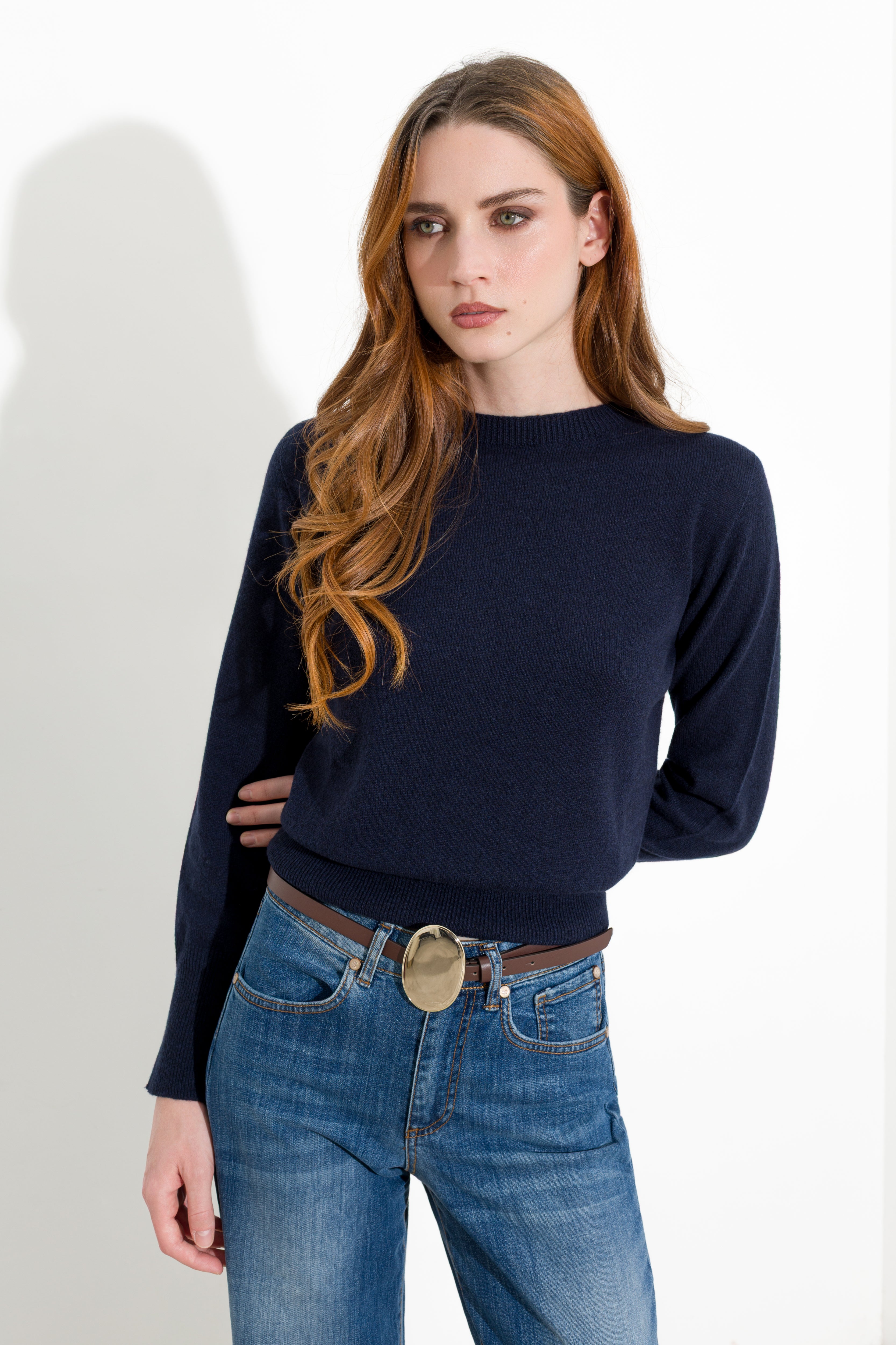 Maglia girocollo in lana e cashmere