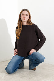 Maglia boxy in lana e cashmere con spacchi laterali - Friendly Sweater