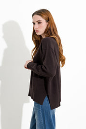 Maglia boxy in lana e cashmere con spacchi laterali - Friendly Sweater