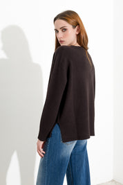 Maglia boxy in lana e cashmere con spacchi laterali - Friendly Sweater