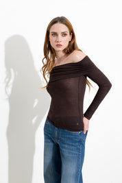 Pull en mélange de laine à encolure bateau