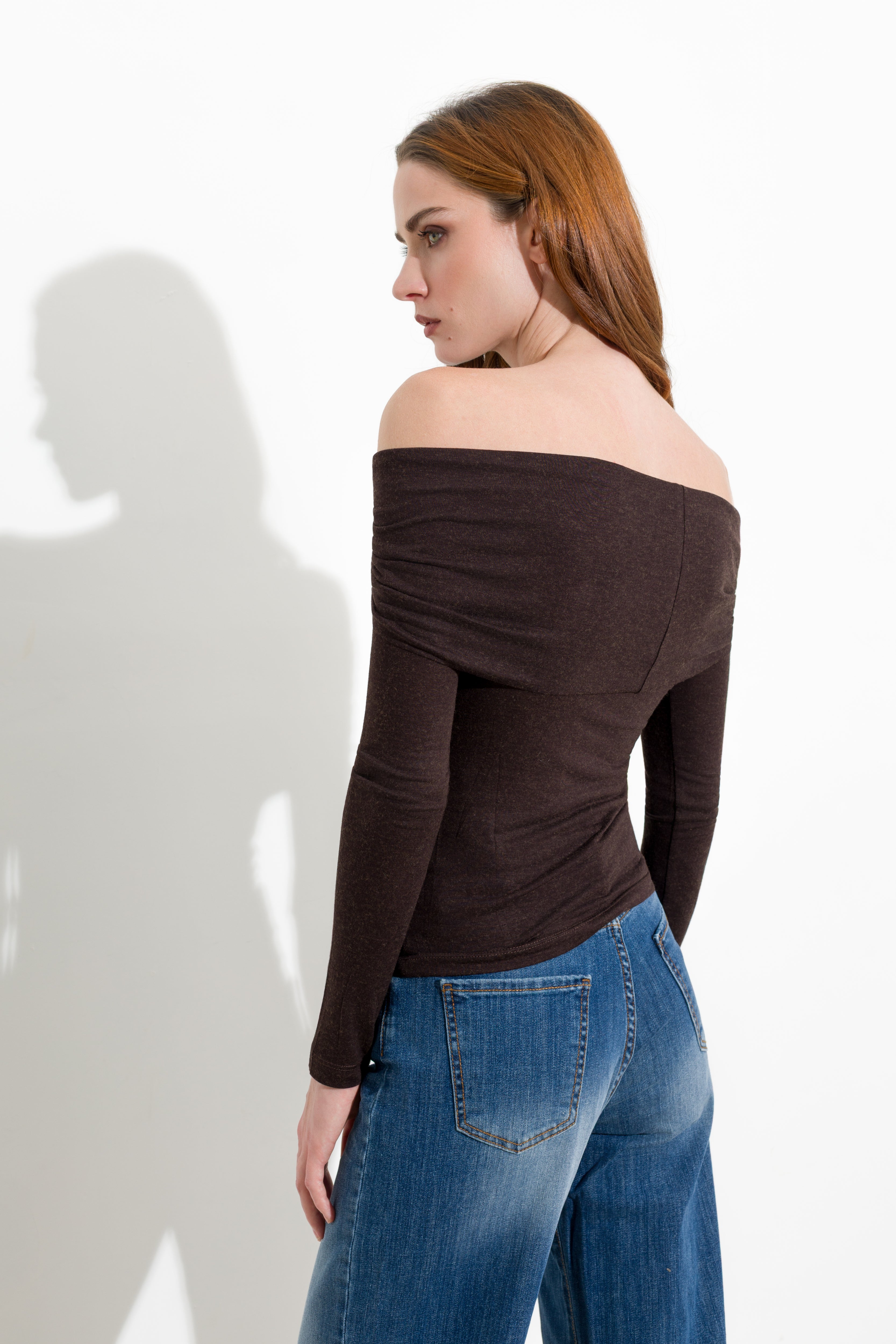 Pull en mélange de laine à encolure bateau