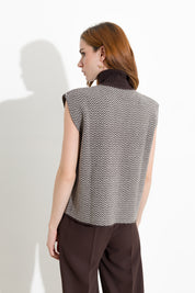 Gilet dolcevita smanicato in misto lana