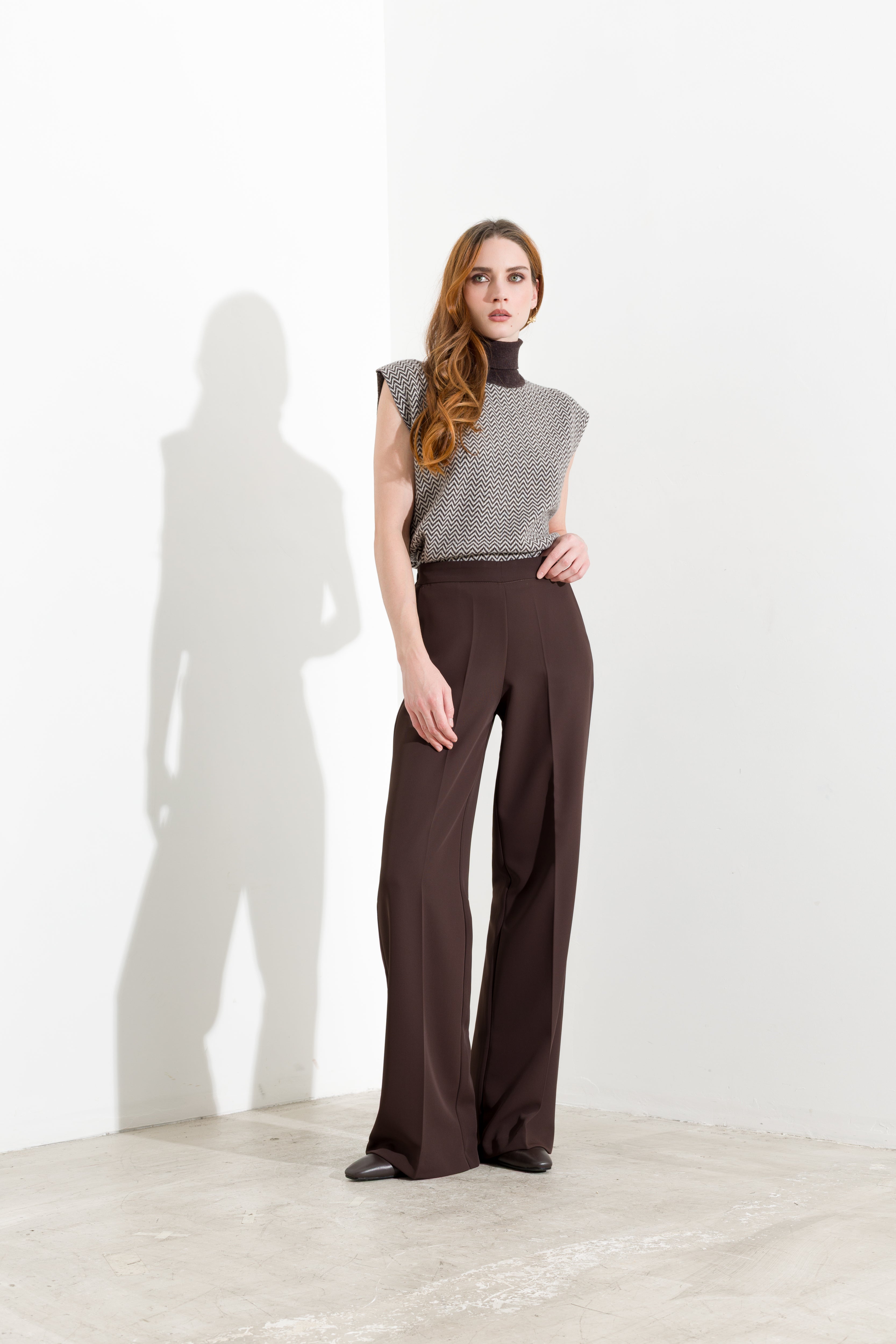 Gilet dolcevita smanicato in misto lana