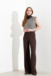 Gilet dolcevita smanicato in misto lana