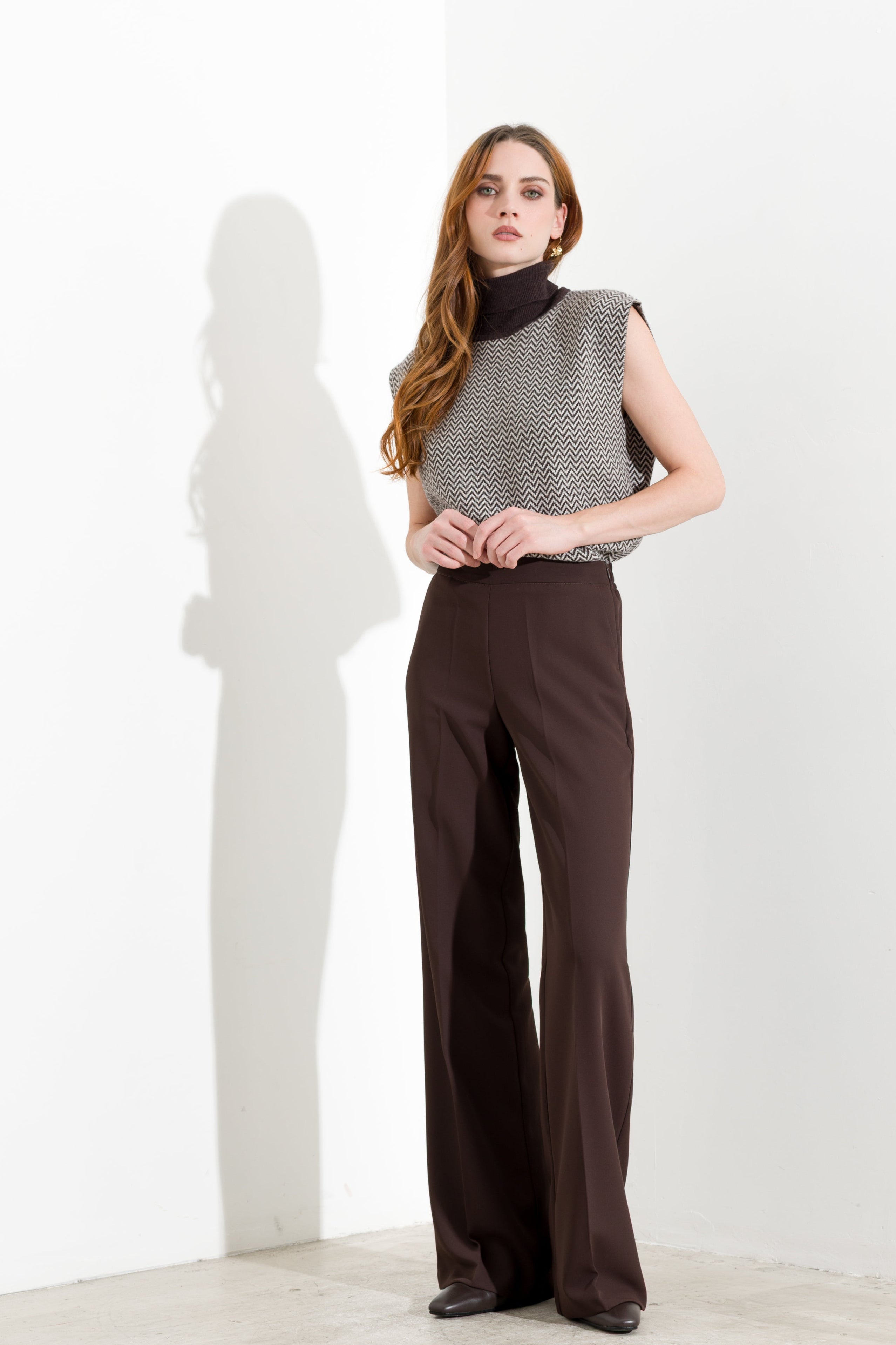 Gilet dolcevita smanicato in misto lana