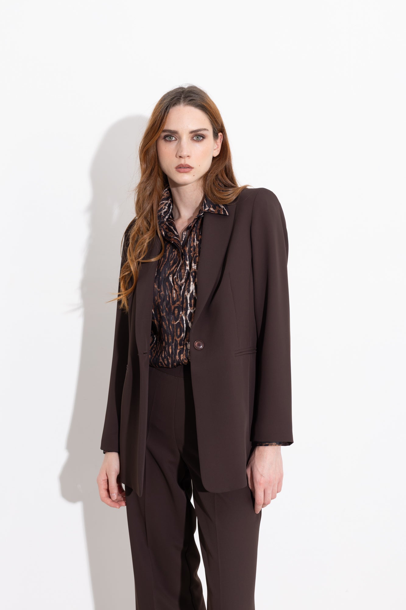 Single-breasted fluid crepe blazer