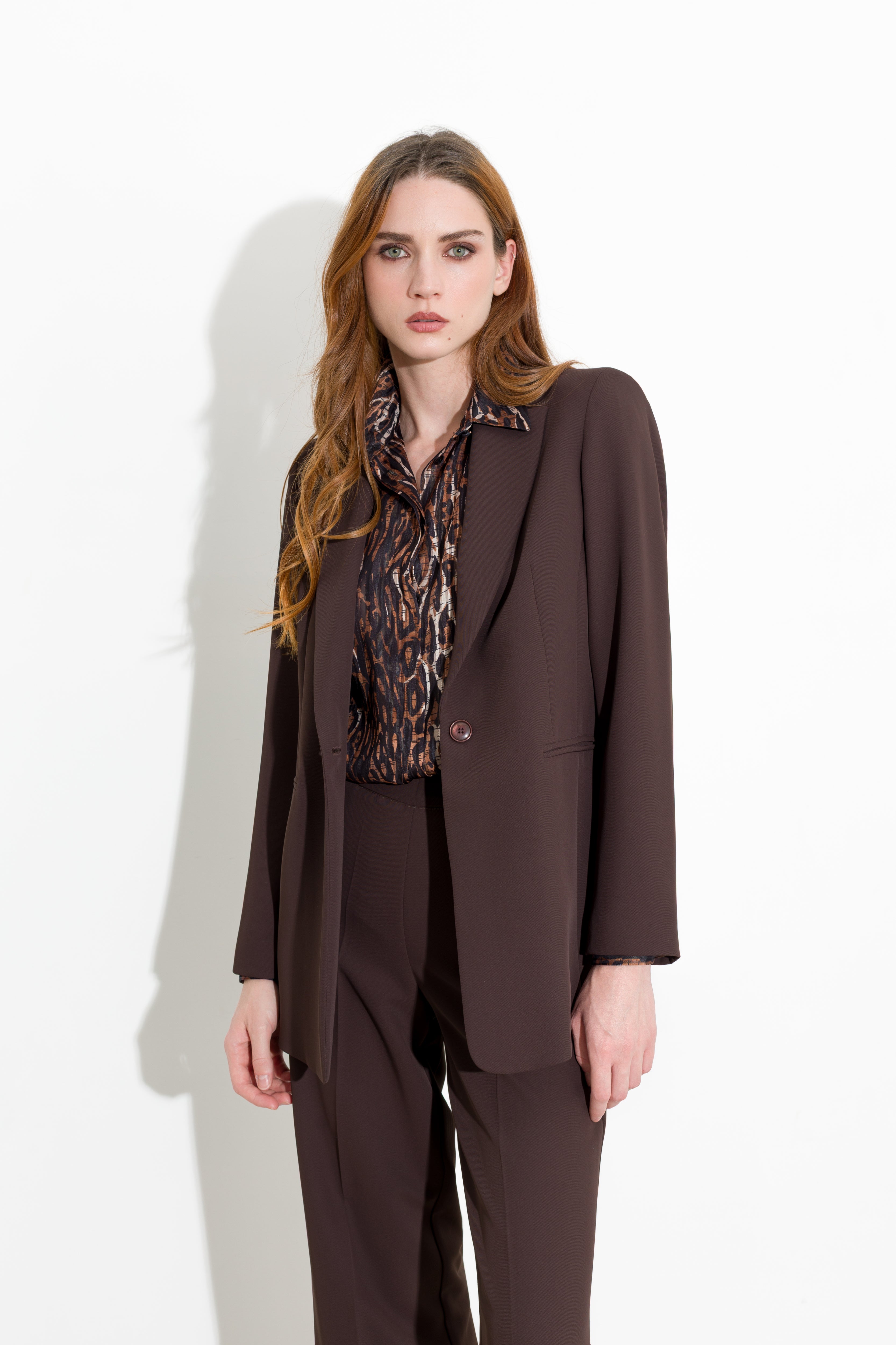 Blazer de un botón de crepé fluido