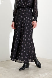 Jupe midi en mélange de soie