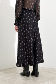 Jupe midi en mélange de soie